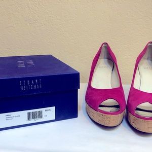Stuart Weitzman peep toe platform wedge pumps